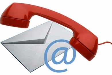 telephone and envelope to show contact